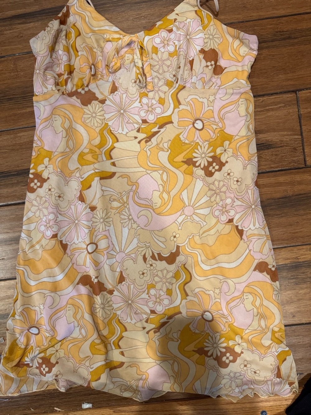 Retro Floral Slip Dress in Yellow & Pink